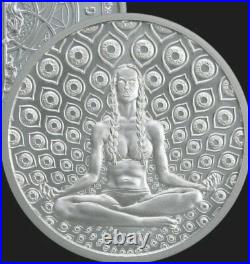 1 oz silver Cosmic Queen BU. 999 Pure Fine Yoga Hinduism Sanskrit silver shield