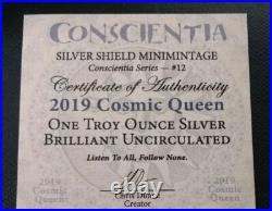 1 oz silver Cosmic Queen BU. 999 Pure Fine Yoga Hinduism Sanskrit silver shield