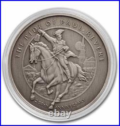 1 oz silver Paul Revere's Ride Antiqued COA BOX. 999 fine silver Limited 2025