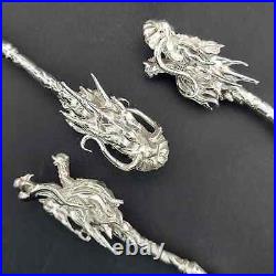 1oz. 999 Fine Silver Dragon Staff Antique