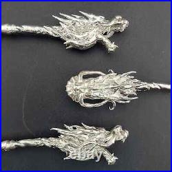 1oz. 999 Fine Silver Dragon Staff Antique