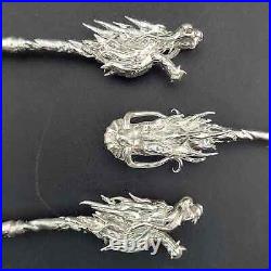 1oz. 999 Fine Silver Dragon Staff Antique