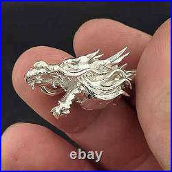 1oz. 999 Fine Silver Dragon Staff Antique