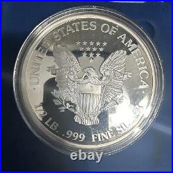 2000 United States Liberty Silver Eagle 1/2 LB. Fine Silver. 999 OXIDATION