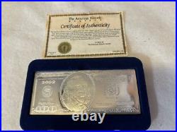 2002 $100 FEDERAL RESERVE NOTE SILVER. 999 FINE SILVER 4 oz. FREE FAST SHIPPING