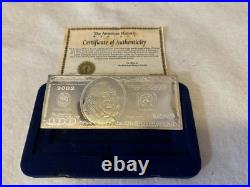 2002 $100 FEDERAL RESERVE NOTE SILVER. 999 FINE SILVER 4 oz. FREE FAST SHIPPING