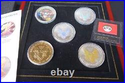 2006 Five (5) Hologram. 999 Fine Silver U. S. American Eagles 1 Oz Bullion Set