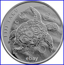 2013 Fiji Taku $10 Hawksbill Sea Turtle. 999 Fine 5 oz. Silver Coin bullion case