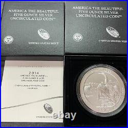 2014 5 Oz. 999 Fine Silver Us America The Beautiful Everglades Florida Complete