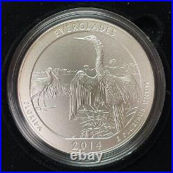 2014 5 Oz. 999 Fine Silver Us America The Beautiful Everglades Florida Complete