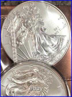 2014 American Silver Eagle Lot Of 4.999 Fine Silver 4 Oz Total Bullion Coins