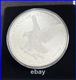 2021 4 Troy oz 999 Fine Silver Eagle Bullion with Original Papers & Velvet Case