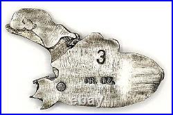 2022 Hand Poured Bomber Girl 3oz. 999 Fine Silver Cast Art Bullion