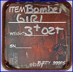 2022 Hand Poured Bomber Girl 3oz. 999 Fine Silver Cast Art Bullion