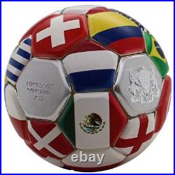 2022 SPHERICAL. 999 FINE SILVER COIN COUNTRY FLAGS SOCCER BALL with Box & COA