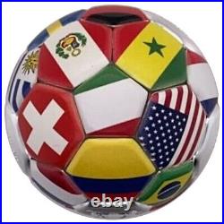 2022 SPHERICAL. 999 FINE SILVER COIN COUNTRY FLAGS SOCCER BALL with Box & COA