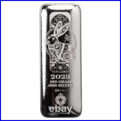 2023 100g Silver Lunar Year of the Rabbit. 999 Fine Silver Bar #A658 2023 100g Silver Lunar Year of the Rabbit. 999 Fine Silver Bar #A658