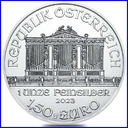 2023 Austria Silver Philharmonic 1 oz 1.5 Euro (Lot of 5) BU Coins. 999 Fine