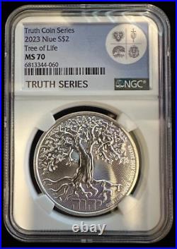 2023 NGC MS70 Tree of Life 1 oz. 9999 FINE Silver Coin Truth Series Graded Slab