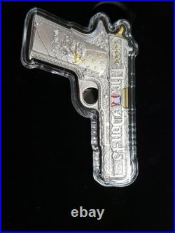 2024 1 Oz. 999 Fine Silver The Don 45 Donald Trump 45 Pistol Shaped Bar #1466