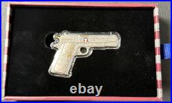 2024 1 Oz. 999 Fine Silver The Don 45 Donald Trump 45 Pistol Shaped Silver Bar
