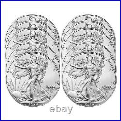 2024 1 oz American Silver Eagle Coin. 999 Fine (BU) Lot of 10 SHIPPING NOW