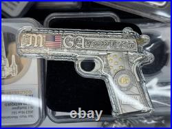 2024 5 Oz. 999 Fine Silver The Don 45 Donald Trump 45 Pistol Shaped Silver