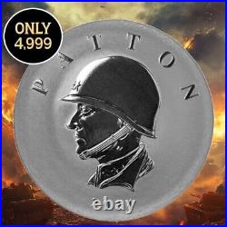 2024 5 oz COMMANDER PATTON Silver Coin. 9999 Fine Silver bu Commander Series