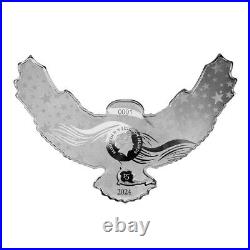 2024 Solomon Islands 2 oz. 9999 Fine Silver America the Free Bald Eagle $5 Coin