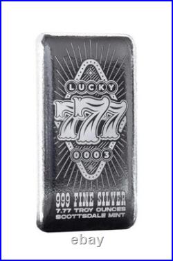 2025 7.77 Oz. 999 Fine Silver Scottsdale Mint Lucky Sevens 777 Bullion Bar