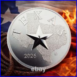 2026 1 oz. 9999 Fine Silver Reverse Proof Silver Texas Round Texas State Mint