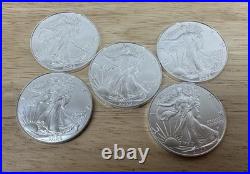 2026 American Silver Eagle 1 oz. Fine. 999 US oz Coins- Lot Of 5