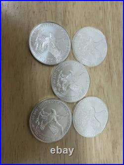 2026 American Silver Eagle 1 oz. Fine. 999 US oz Coins- Lot Of 5