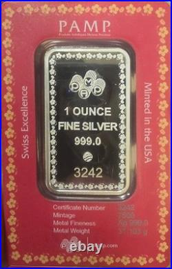 2026 PAMP Diwali Festival of Lights 1 oz. 9990 Fine Silver Bar in Assay Card