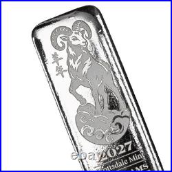 2027 100g Silver Lunar Year of the Goat. 999 Fine Silver Bar #A771