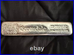 20 oz Silver Bar by Scottsdale Mint Long Cast. 999 Fine Silver Bullion #A397