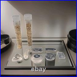 20x Silver Bullion Rounds Bars. 999 Fine (Estate Lot) + 8 Gold Flakes Vials