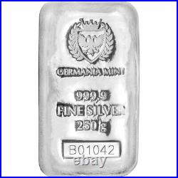 250 gram Germania Mint Silver Bar 9999 Fine