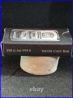 250g Germania Mint 9999 Fine Silver Cast BarSealed In Plastic Inside Origin Box