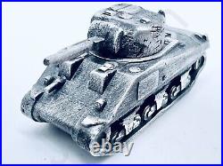 27 Grams Hand Poured Silver Bar Pure. 999 Fine Sherman Tank WWII Bullion Statue