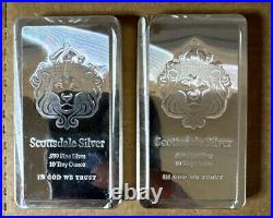 2 10 Troy oz Scottsdale Stacker. 999 Fine Silver Bars Withfactory seal