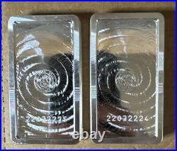2 10 Troy oz Scottsdale Stacker. 999 Fine Silver Bars Withfactory seal