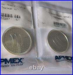 2 1 oz Silver APMEX Rounds Total Of 2 oz of. 999 Fine Silver Stackable