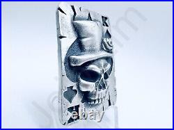 2.2oz Hand Poured Silver Bar 999 Fine King of Spades Sand Cast Bullion Ingot Art