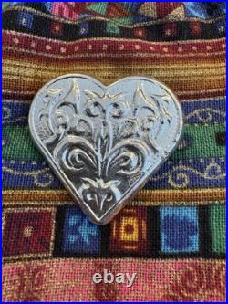 2.4 Ozt Hand Poured 0.999 Fine Silver Heart Made In The USA By Phrygian