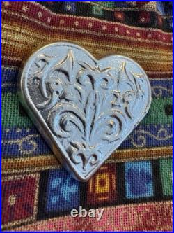 2.4 Ozt Hand Poured 0.999 Fine Silver Heart Made In The USA By Phrygian