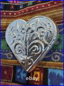 2.4 Ozt Hand Poured 0.999 Fine Silver Heart Made In The USA By Phrygian