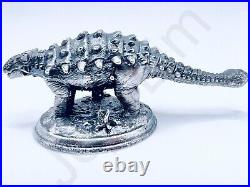 2.9 oz Hand Poured Silver Bar 999 Fine Ankylosaurus Dinosaur Cast Art Bullion