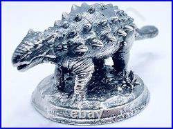 2.9 oz Hand Poured Silver Bar 999 Fine Ankylosaurus Dinosaur Cast Art Bullion