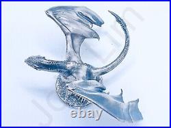2.9 oz Hand Poured Silver Bar. 999 Fine Dragon Racer Bullion 3D Art Ingot Statue